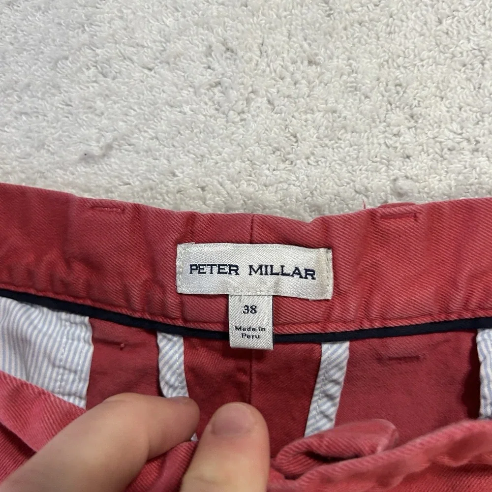 Peter Millar Mens Size 38 Red Pilot Twill Cotton Athletic Shorts (J8)